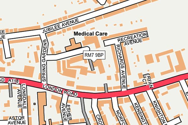 RM7 9BP map - OS OpenMap – Local (Ordnance Survey)