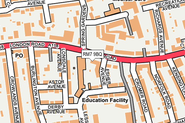 RM7 9BQ map - OS OpenMap – Local (Ordnance Survey) RM7 9BQ map - OS OpenMap – Local (Ordnance Survey)