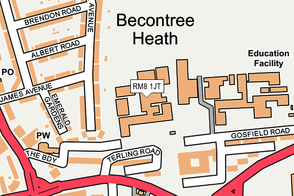 RM8 1JT map - OS OpenMap – Local (Ordnance Survey) RM8 1JT map - OS OpenMap – Local (Ordnance Survey)