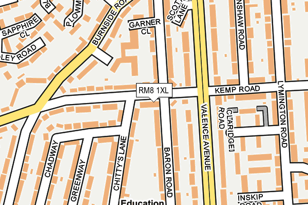RM8 1XL map - OS OpenMap – Local (Ordnance Survey) RM8 1XL map - OS OpenMap – Local (Ordnance Survey)