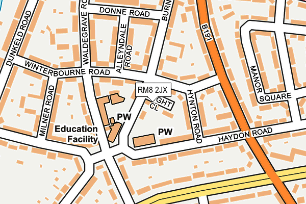 RM8 2JX map - OS OpenMap – Local (Ordnance Survey) RM8 2JX map - OS OpenMap – Local (Ordnance Survey)