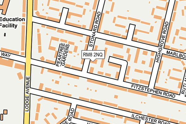 RM8 2NQ map - OS OpenMap – Local (Ordnance Survey) RM8 2NQ map - OS OpenMap – Local (Ordnance Survey)