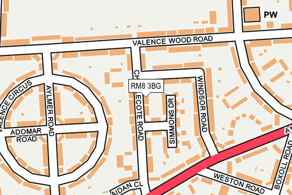 RM8 3BG map - OS OpenMap – Local (Ordnance Survey) RM8 3BG map - OS OpenMap – Local (Ordnance Survey)
