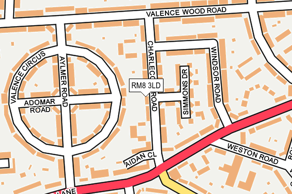 RM8 3LD map - OS OpenMap – Local (Ordnance Survey) RM8 3LD map - OS OpenMap – Local (Ordnance Survey)