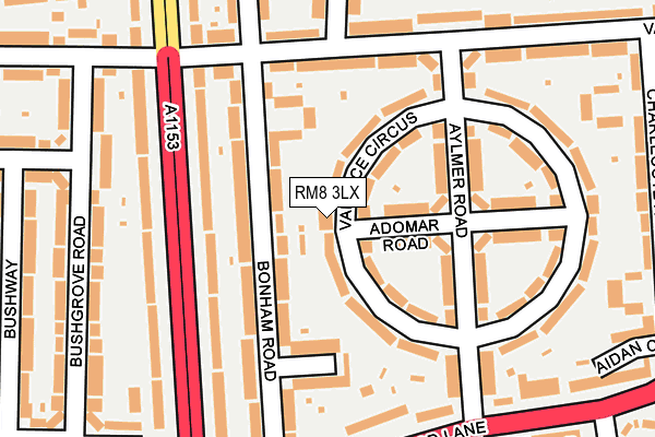 RM8 3LX map - OS OpenMap – Local (Ordnance Survey) RM8 3LX map - OS OpenMap – Local (Ordnance Survey)