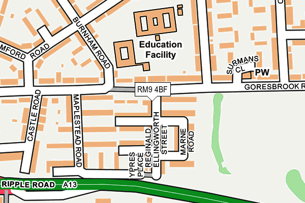 RM9 4BF map - OS OpenMap – Local (Ordnance Survey) RM9 4BF map - OS OpenMap – Local (Ordnance Survey)