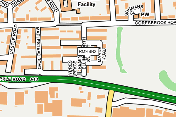 RM9 4BX map - OS OpenMap – Local (Ordnance Survey) RM9 4BX map - OS OpenMap – Local (Ordnance Survey)