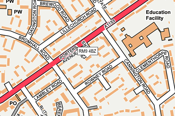 RM9 4BZ map - OS OpenMap – Local (Ordnance Survey) RM9 4BZ map - OS OpenMap – Local (Ordnance Survey)