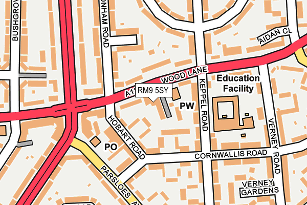 RM9 5SY map - OS OpenMap – Local (Ordnance Survey) RM9 5SY map - OS OpenMap – Local (Ordnance Survey)
