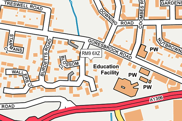 RM9 6XZ map - OS OpenMap – Local (Ordnance Survey) RM9 6XZ map - OS OpenMap – Local (Ordnance Survey)