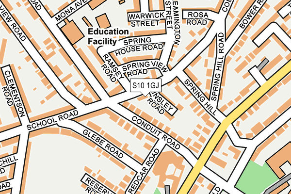 S10 1GJ map - OS OpenMap – Local (Ordnance Survey)