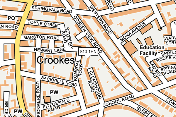 S10 1HN map - OS OpenMap – Local (Ordnance Survey)