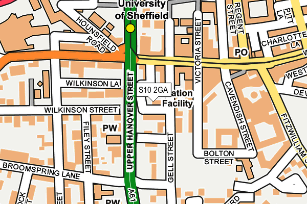 S10 2GA map - OS OpenMap – Local (Ordnance Survey) S10 2GA map - OS OpenMap – Local (Ordnance Survey)
