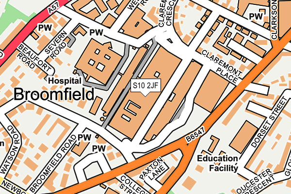 S10 2JF map - OS OpenMap – Local (Ordnance Survey)