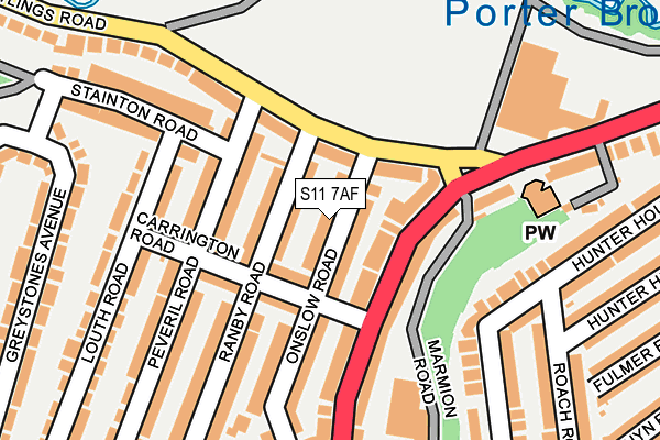 S11 7AF map - OS OpenMap – Local (Ordnance Survey) S11 7AF map - OS OpenMap – Local (Ordnance Survey)