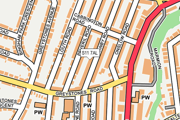 S11 7AL map - OS OpenMap – Local (Ordnance Survey) S11 7AL map - OS OpenMap – Local (Ordnance Survey)