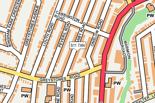 S11 7AN map - OS OpenMap – Local (Ordnance Survey)