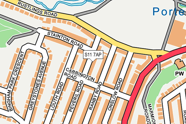 S11 7AP map - OS OpenMap – Local (Ordnance Survey) S11 7AP map - OS OpenMap – Local (Ordnance Survey)