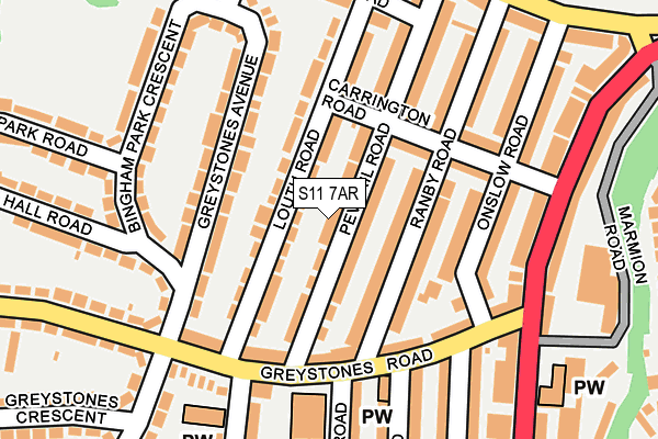 S11 7AR map - OS OpenMap – Local (Ordnance Survey) S11 7AR map - OS OpenMap – Local (Ordnance Survey)