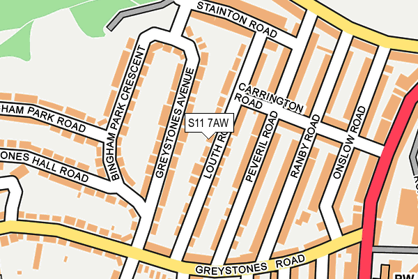 S11 7AW map - OS OpenMap – Local (Ordnance Survey) S11 7AW map - OS OpenMap – Local (Ordnance Survey)