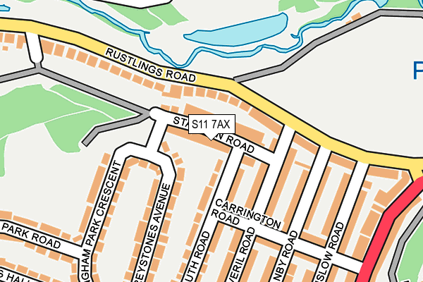 S11 7AX map - OS OpenMap – Local (Ordnance Survey) S11 7AX map - OS OpenMap – Local (Ordnance Survey)