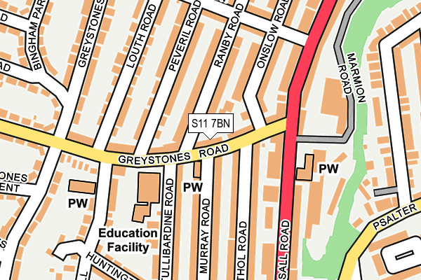 S11 7BN map - OS OpenMap – Local (Ordnance Survey) S11 7BN map - OS OpenMap – Local (Ordnance Survey)