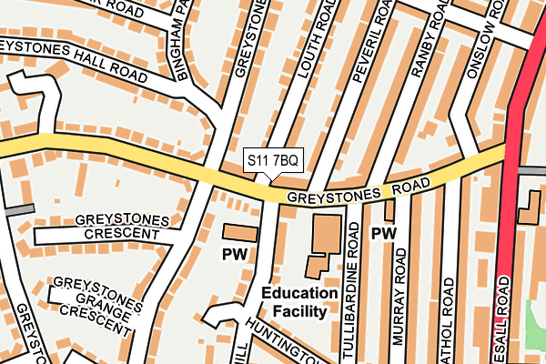 S11 7BQ map - OS OpenMap – Local (Ordnance Survey) S11 7BQ map - OS OpenMap – Local (Ordnance Survey)