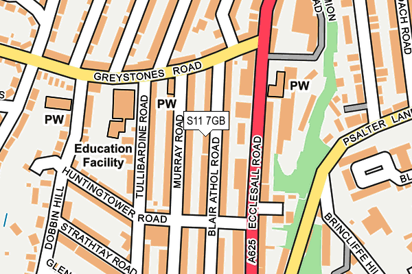 S11 7GB map - OS OpenMap – Local (Ordnance Survey)