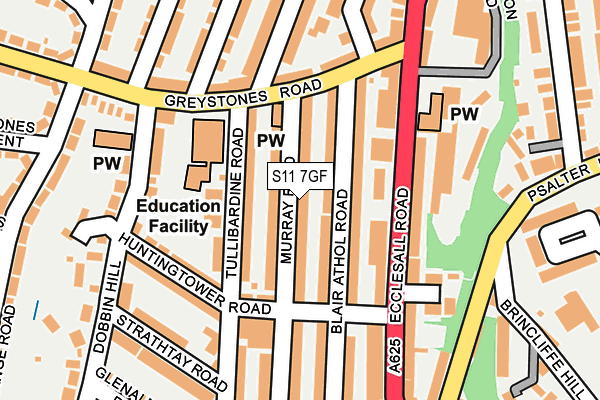 S11 7GF map - OS OpenMap – Local (Ordnance Survey)