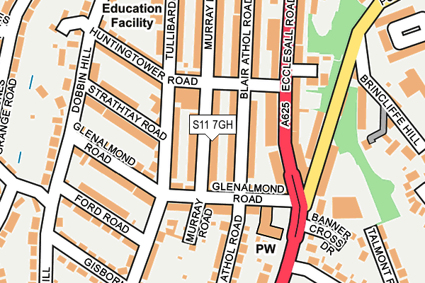 S11 7GH map - OS OpenMap – Local (Ordnance Survey) S11 7GH map - OS OpenMap – Local (Ordnance Survey)