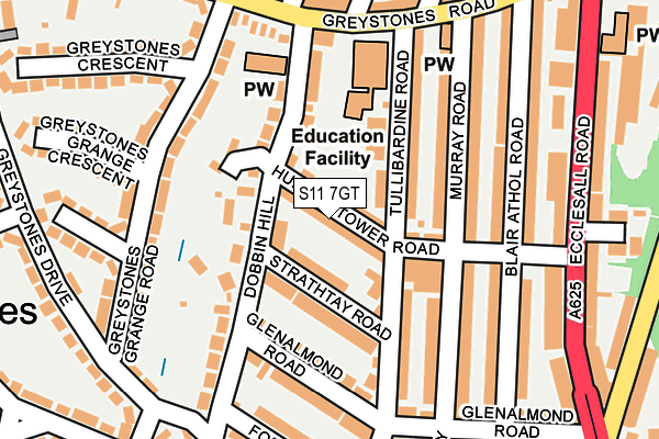 S11 7GT map - OS OpenMap – Local (Ordnance Survey) S11 7GT map - OS OpenMap – Local (Ordnance Survey)