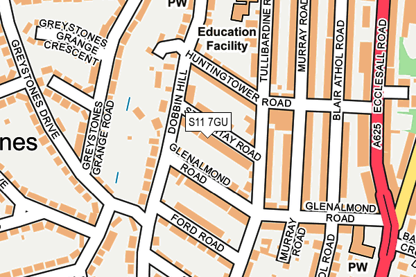 S11 7GU map - OS OpenMap – Local (Ordnance Survey) S11 7GU map - OS OpenMap – Local (Ordnance Survey)