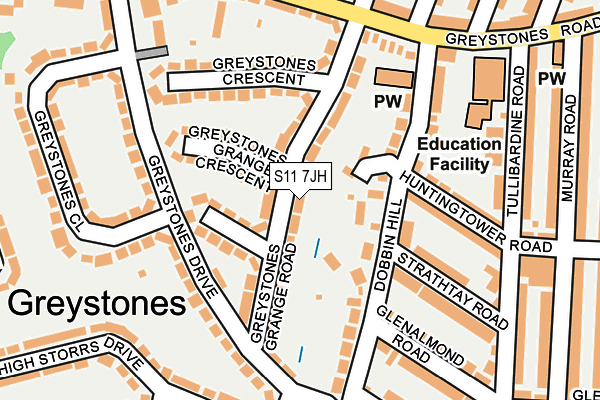 S11 7JH map - OS OpenMap – Local (Ordnance Survey)