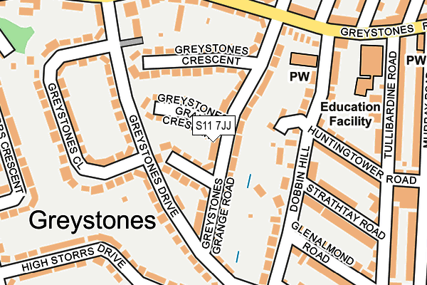 S11 7JJ map - OS OpenMap – Local (Ordnance Survey)