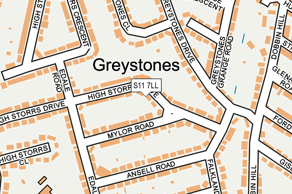 S11 7LL map - OS OpenMap – Local (Ordnance Survey) S11 7LL map - OS OpenMap – Local (Ordnance Survey)