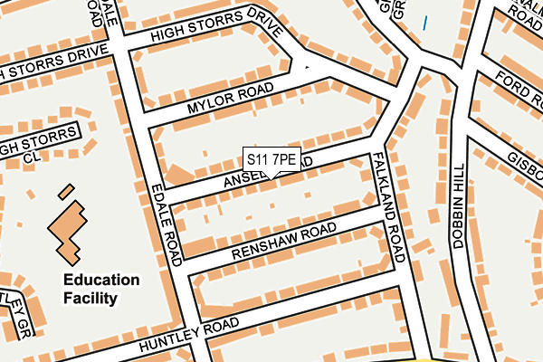 S11 7PE map - OS OpenMap – Local (Ordnance Survey) S11 7PE map - OS OpenMap – Local (Ordnance Survey)