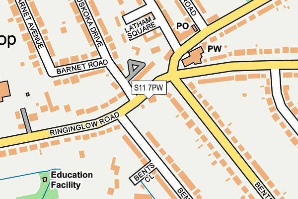 S11 7PW map - OS OpenMap – Local (Ordnance Survey)