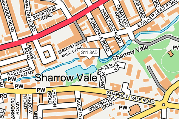 S11 8AD map - OS OpenMap – Local (Ordnance Survey) S11 8AD map - OS OpenMap – Local (Ordnance Survey)