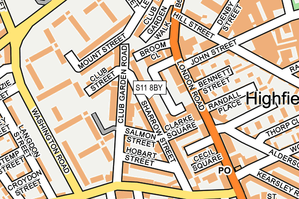 S11 8BY map - OS OpenMap – Local (Ordnance Survey)