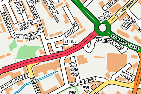 S11 8JB map - OS OpenMap – Local (Ordnance Survey) S11 8JB map - OS OpenMap – Local (Ordnance Survey)