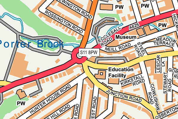 S11 8PW map - OS OpenMap – Local (Ordnance Survey) S11 8PW map - OS OpenMap – Local (Ordnance Survey)
