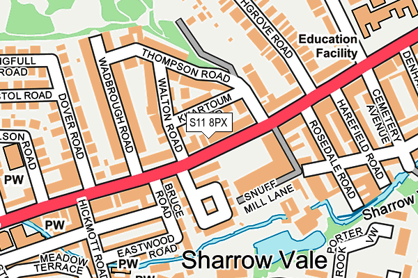 S11 8PX map - OS OpenMap – Local (Ordnance Survey)