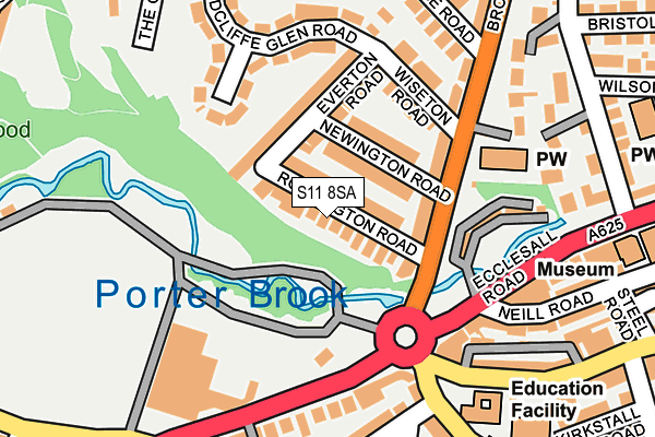S11 8SA map - OS OpenMap – Local (Ordnance Survey) S11 8SA map - OS OpenMap – Local (Ordnance Survey)