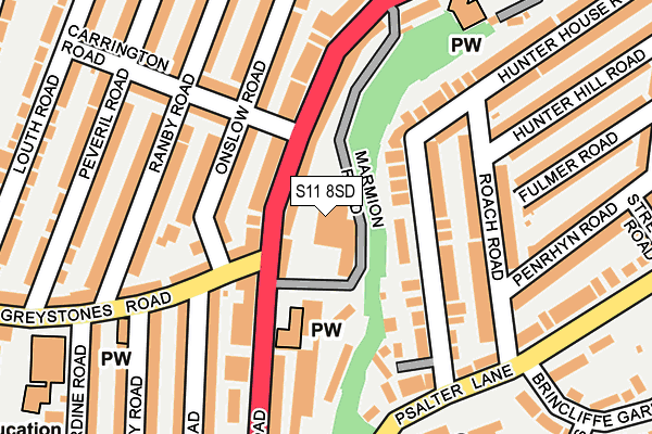 S11 8SD map - OS OpenMap – Local (Ordnance Survey) S11 8SD map - OS OpenMap – Local (Ordnance Survey)