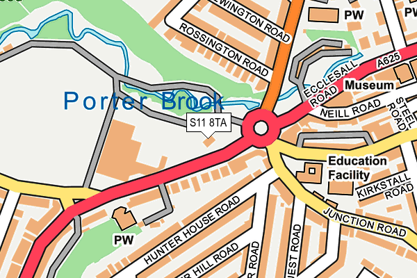 S11 8TA map - OS OpenMap – Local (Ordnance Survey) S11 8TA map - OS OpenMap – Local (Ordnance Survey)