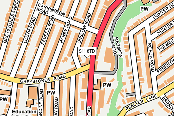 S11 8TD map - OS OpenMap – Local (Ordnance Survey) S11 8TD map - OS OpenMap – Local (Ordnance Survey)