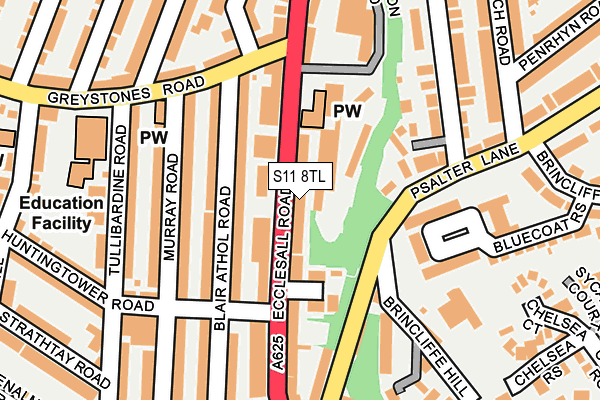 S11 8TL map - OS OpenMap – Local (Ordnance Survey) S11 8TL map - OS OpenMap – Local (Ordnance Survey)