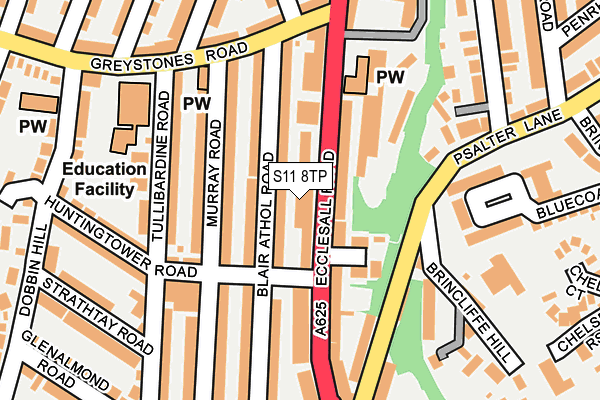 S11 8TP map - OS OpenMap – Local (Ordnance Survey) S11 8TP map - OS OpenMap – Local (Ordnance Survey)