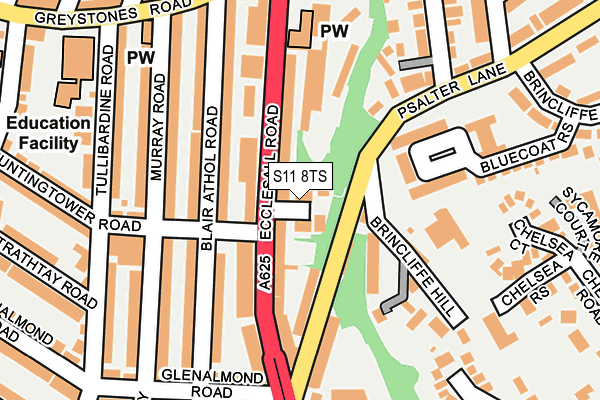 S11 8TS map - OS OpenMap – Local (Ordnance Survey) S11 8TS map - OS OpenMap – Local (Ordnance Survey)