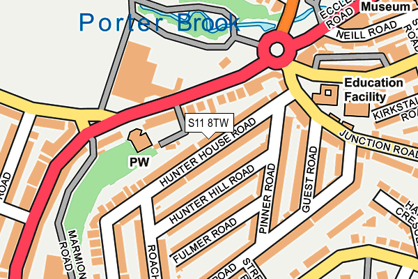 S11 8TW map - OS OpenMap – Local (Ordnance Survey)